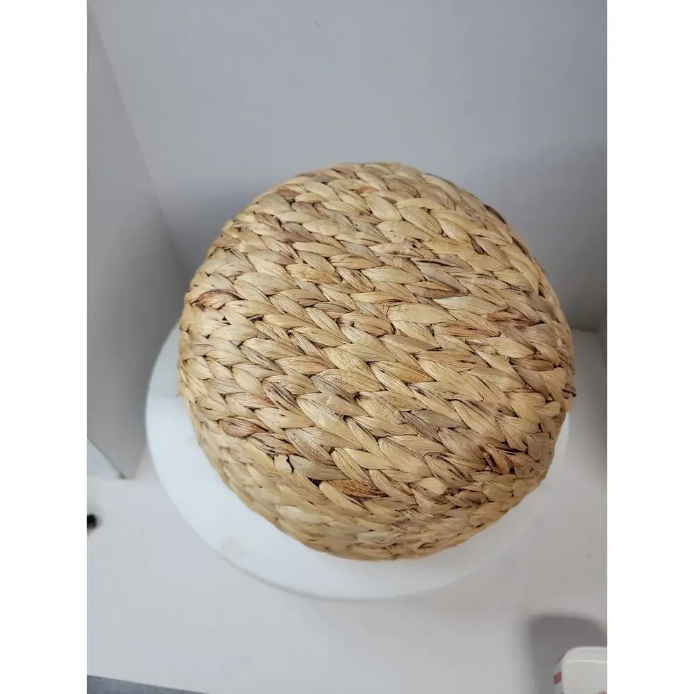 Natural Woven Basket, Round With Handles And Flat Bottom For Home Decor /storage